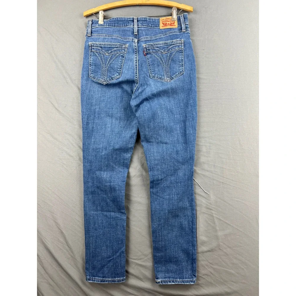 Levi 721 High Rise Skinny Womens 31 Jeans Blue Distressed Denim Good